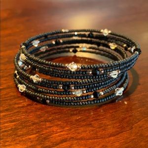 Silpada black beaded stretch bracelet